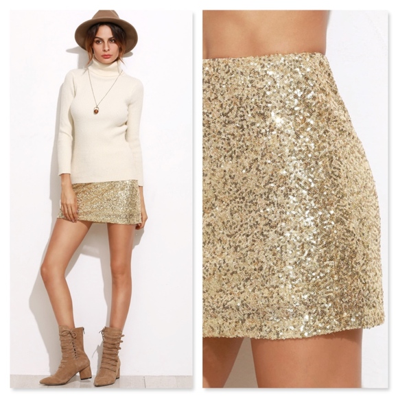 Rouge! Dresses & Skirts - Gold All Over Sequins Mini Skirt